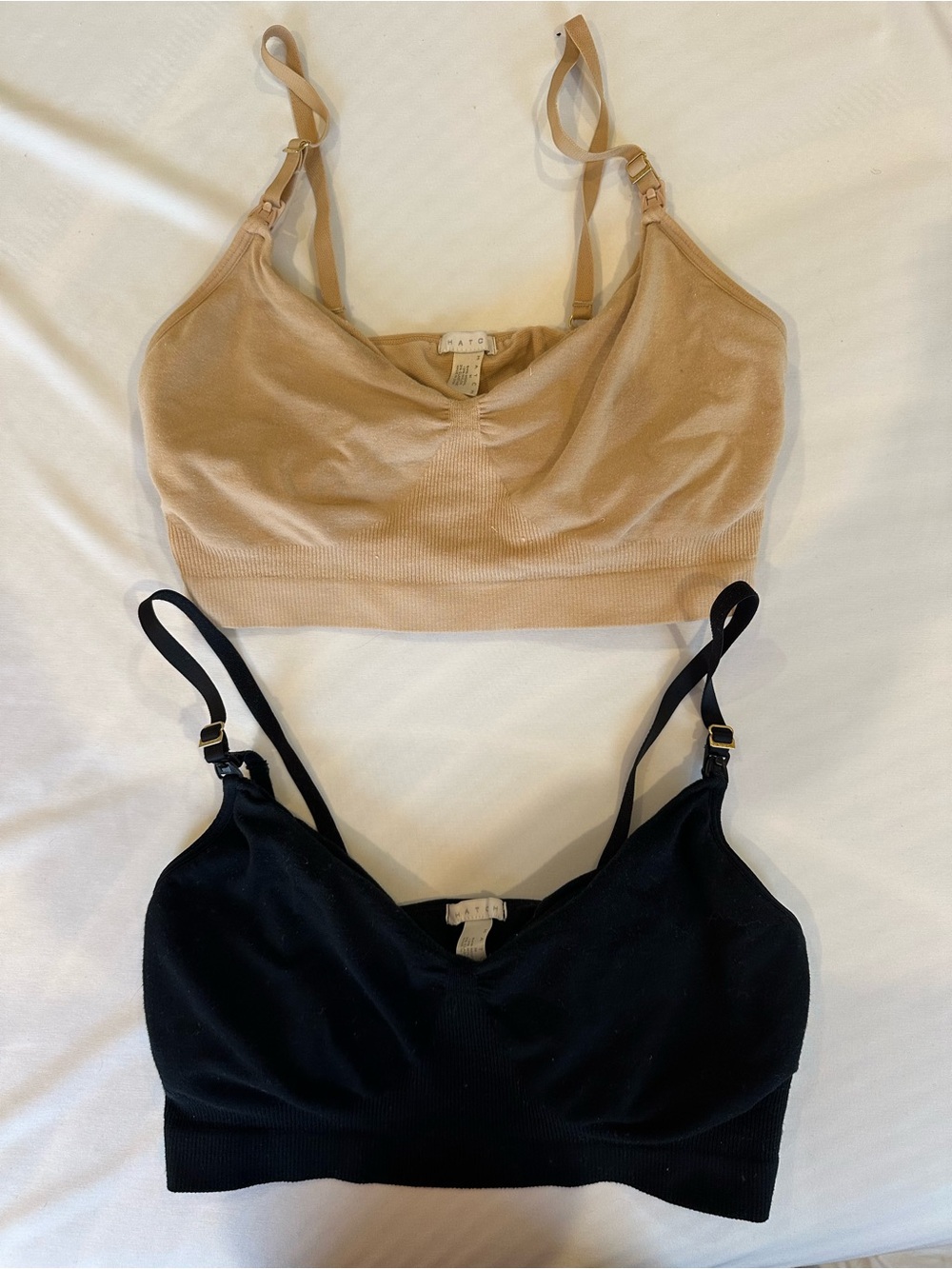 Set of 2 - Hatch The Essential Nursing and Pumping Bra in Black + Nude (medium)